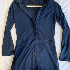 Navy Suede Romper